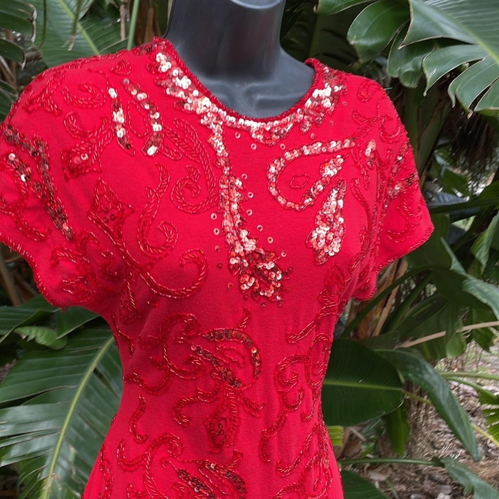 beaded and sequin dress with the low back